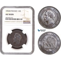AC283, France, Napoleon III, 10 Centimes 1856-B, Rouen, NGC AU58BN