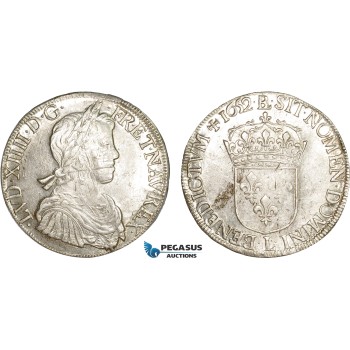 AC488, France, Louis XIV, Ecu 1652-L, Bayonne, Silver (27.25g) Lustrous AU (cleaned)
