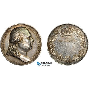 AC517, France, Louis XVIII, Silver Medal 1819 (Ø40.5mm, 42.2g) by Andrieu & Puymaurin, Champer of Deputies