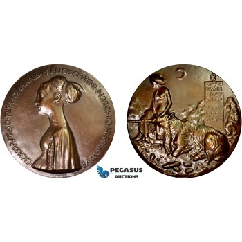AC522, Italy, Bronze Restrike Medal (1447) (Ø86mm, 267g) by Pisanello, Cecilia Gonzaga, Unicorn