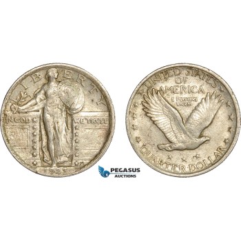 AC608-R, United States, Standing Liberty Quarter (25C) 1923, Philadelphia, Silver, AU