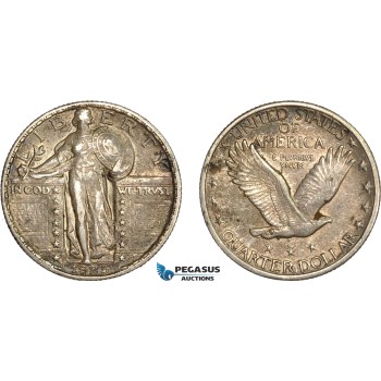 AC609-R, United States, Standing Liberty Quarter (25C) 1925, Philadelphia, Silver, Toned XF