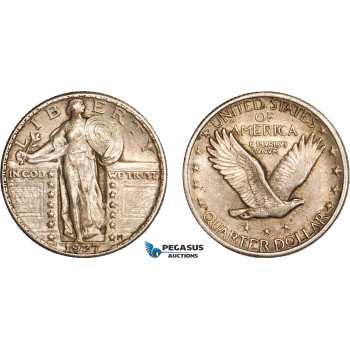 AC610-R, United States, Standing Liberty Quarter (25C) 1927, Philadelphia, Silver, Toned XF-AU