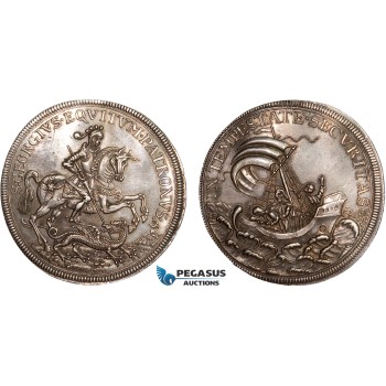 AC623, Hungary, Millenium Taler 1896, Kremnitz, Silver (27.06g) Lightly polished, Edge bump, AU, Rare!