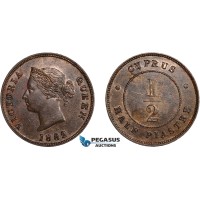 AC641, Cyprus, Victoria, 1/2 Piastre 1882-H, Heaton, Lustrous UNC, Spots/Small scratch AC641, Cyprus, Victoria, 1/2 Piastre 1882-H, Heaton, Lustrous UNC, Spots/Small scratch