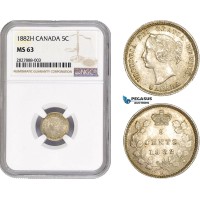 AC669, Canada, Victoria, 5 Cents 1882-H, Heaton, Silver, NGC MS63 AC669, Canada, Victoria, 5 Cents 1882-H, Heaton, Silver, NGC MS63