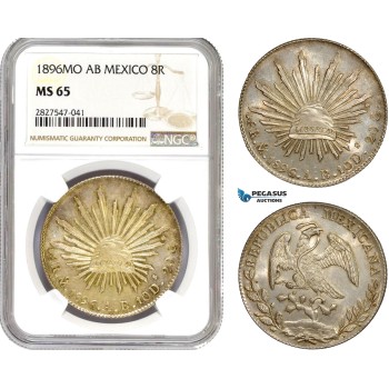 AC729, Mexico, 8 Reales 1896 Mo AB, Mexico City, Silver, NGC MS65