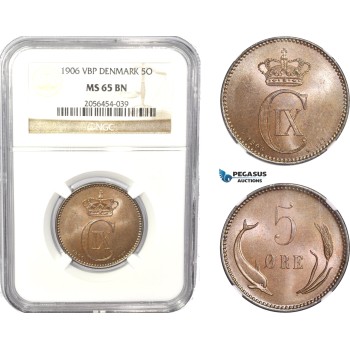 AC801, Denmark, Christian IX, 5 Øre 1906, Copenhagen, NGC MS65BN