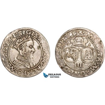 AC849, Lithuania, Sigismund II August of Poland, 4 Groschen 1565, Vilnius, Silver (4.06g) VF