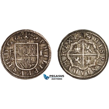 AC855, Spain, Philip III, 1 Real 1614, Segovia, Silver (3.18g) Toned AU