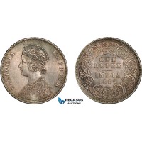 AC890, India (British) Victoria, Rupee 1887-C, Calcutta, Silver, Toned AU-UNC (Light hairlines) AC890, India (British) Victoria, Rupee 1887-C, Calcutta, Silver, Toned AU-UNC (Light hairlines)