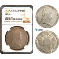 AC904, Austria, Franz II, Taler 1823-G, Nagybanya, Silver, NGC MS61, Pop 1/0 AC904, Austria, Franz II, Taler 1823-G, Nagybanya, Silver, NGC MS61, Pop 1/0