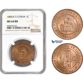 AC978, French Indo-China, 1 Centime 1885-A, Paris, NGC MS64RB