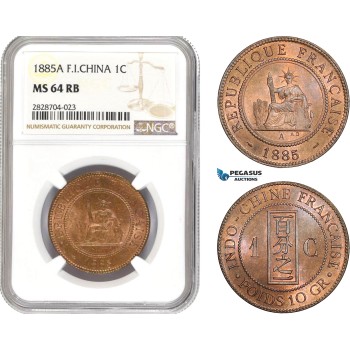 AC979, French Indo-China, 1 Centime 1885-A, Paris, NGC MS64RB