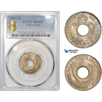 AD003, British East Africa, George V, 1 Cent 1916-H, Heaton, PCGS MS65