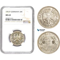 AD017-R, Germany, 2 Mark 1953-F, NGC MS63 AD017-R, Germany, 2 Mark 1953-F, NGC MS63