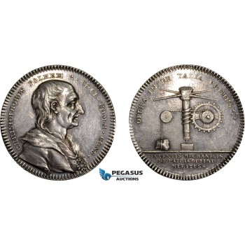 AD102, Sweden, Silver Medal 1749 (Ø32mm, 11.1g) by Fehrman, Christopher Polhem, Engineer, Rare!