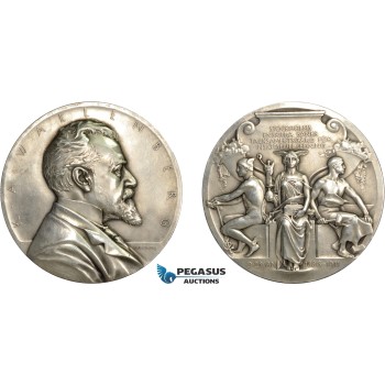 AD111, Sweden, Silver Art Nouveau Medal 1911 (Ø63mm, 129g) by Lindberg, K. A. Wallenberg, Enskilda Bank