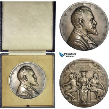 AD112, Sweden, Silver Art Nouveau Medal 1911 (Ø63mm, 129g) by Lindberg, K. A. Wallenberg, Enskilda Bank