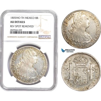 AD153-R, Mexico, Charles IV, 8 Reales 1805 Mo TH, Mexico City, Silver, NGC AU Details