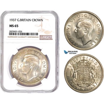 AD215, Great Britain, George VI, Crown 1937, Silver, NGC MS65