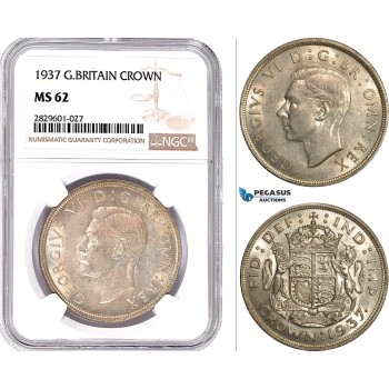 AD216, Great Britain, George VI, Crown 1937, Silver, NGC MS62
