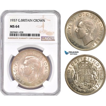 AD217, Great Britain, George VI, Crown 1937, Silver, NGC MS64