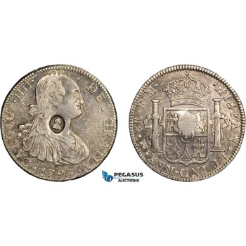 AD271, Great Britain, George III Emergency Dollar 1797, Oval countermark of George III on Charles IV 8 Reales 1793 Mexico, Silver (26.95g) Small edge filling, VF-XF