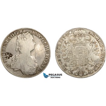 AD287, Netherlands East Indies, Madura Island, Sultan Paku Nata Ningrat, Ducaton ND (1811-54) countermarked Madura Star on Maria Theresia Taler 1754, Hall, Silver, Cleaned F-VF, c/s Strong