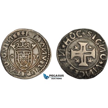 AD293, Portugal, Manuel I, Tostão (100 Reis) ND (1495-1521) Lisbon, Silver (9.51g) Scratched, Toned VF-XF