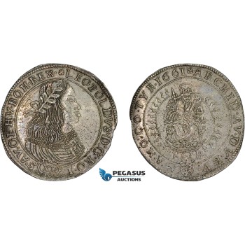 AD309, Hungary, Leopold, 15 Krajczar 1661 KB, Kremnitz, Silver (5.79g) H. 1419 (R15) Extremely Rare!