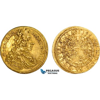 AD318, Austria, Josef I, Ducat 1706, Graz, Gold (3.48g) Her. 33, VF-EF, Very Rare!