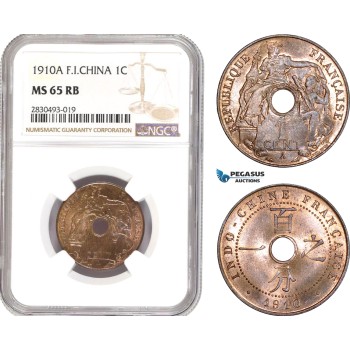 AD345, French Indo-China, 1 Centime 1910-A, Paris, NGC MS65RB