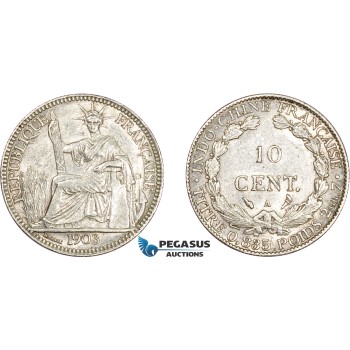 AD384, French Indo-China, 10 Centimes 1903-A, Paris, Silver, Cleaned AU AD384, French Indo-China, 10 Centimes 1903-A, Paris, Silver, Cleaned AU