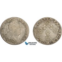 AD578, France, Louis IV, 10 Sols 1705-AA, Metz, Silver (2.87g) F-VF