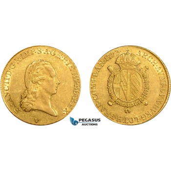 AD622, Italy, Lombardy, Franz II. of Austria, 1/2 Sovrano 1793-V, Venice, Gold (5.54g) Lustrous XF