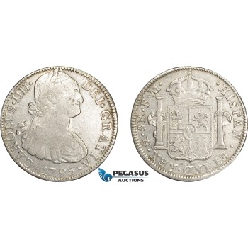 AD628, Mexico, Charles IV, 8 Reales 1795 Mo FM, Mexico City, Silver, F-VF