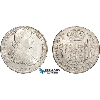 AD629, Mexico, Ferdinand VII, 8 Reales 1811 Mo HJ, Mexico City, Silver, Cleaned VF