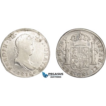 AD631, Mexico, Ferdinand VII, 8 Reales 1818 Mo JJ, Mexico City, Silver, Cleaned F-VF