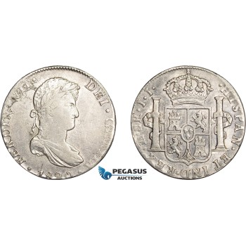 AD632, Mexico, Ferdinand VII, 8 Reales 1820 Mo JJ, Mexico City, Silver, Cleaned aVF