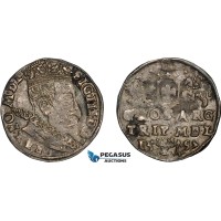 AD635, Lithuania, Sigismund III. of Poland, 3 Groschen (Trojak) 1597, Vilnius, Silver (2.24g) Toned VF-XF