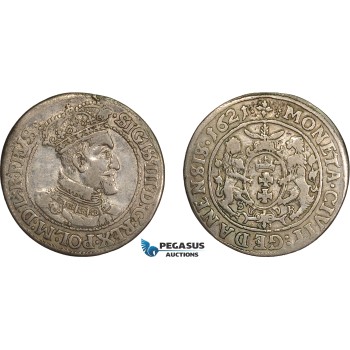 AD637, Poland, Danzig, Sigismund III, Ort (1/4 Taler) 1621 SB, Silver (6.50g) Toned VF