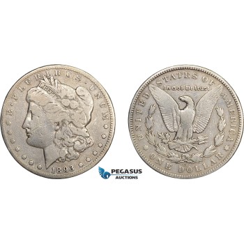 AD643, United States, Morgan Dollar 1893-CC, Carson City, Silver, Fine, Rare!