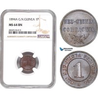 AD668, German New Guinea, 1 Pfennig 1894-A, Berlin, NGC MS64BN AD668, German New Guinea, 1 Pfennig 1894-A, Berlin, NGC MS64BN