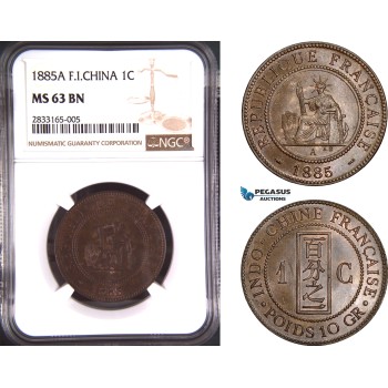 AD732, French Indo-China, 1 Centime 1885-A, Paris, NGC MS63BN