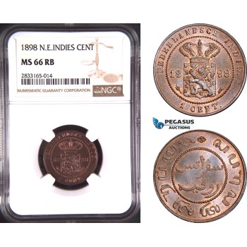 AD751, Netherlands East Indies, 1 Cent 1898, NGC MS66RB, Pop 1/0