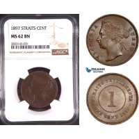 AD775, Straits Settlements, Victoria, 1 Cent 1897, NGC MS62BN