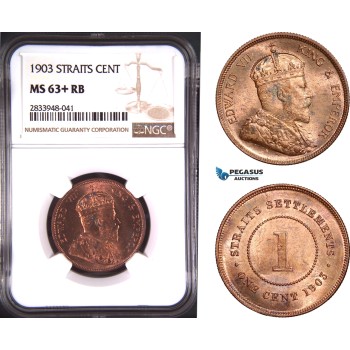 AD916, Straits Settlements, Victoria, 1 Cent 1903, NGC MS63+ RB
