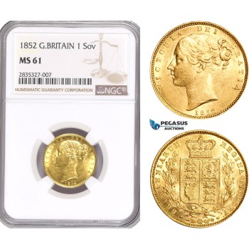 AD926, Great Britain, Victoria, 1 Sovereign 1852, London, Gold, NGC MS61