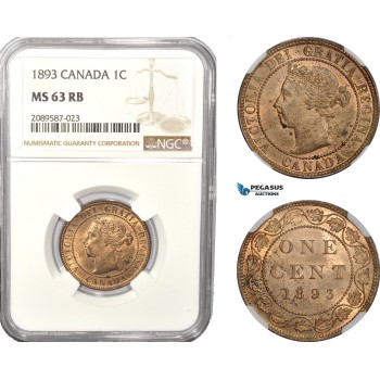 AD945, Canada, Victoria, 1 Cent 1893, NGC MS63RB